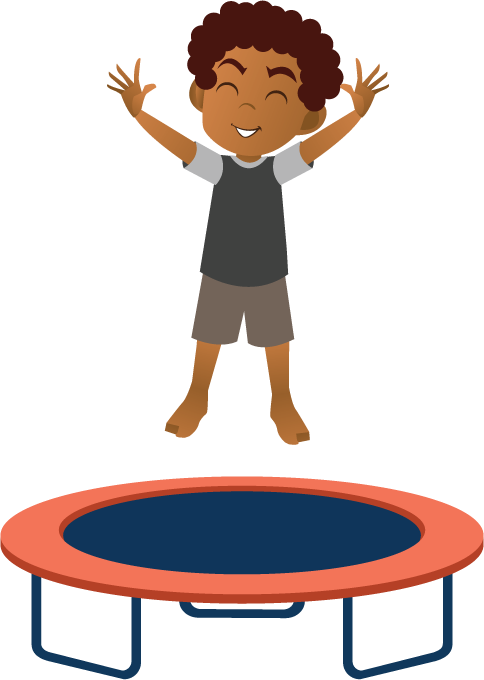 African American Child Jumping on a Trampoline Illustration